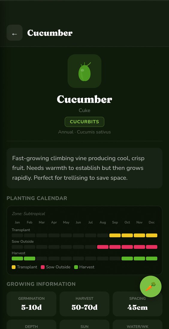 Plotera cucumber plant guide with calendar and growing information