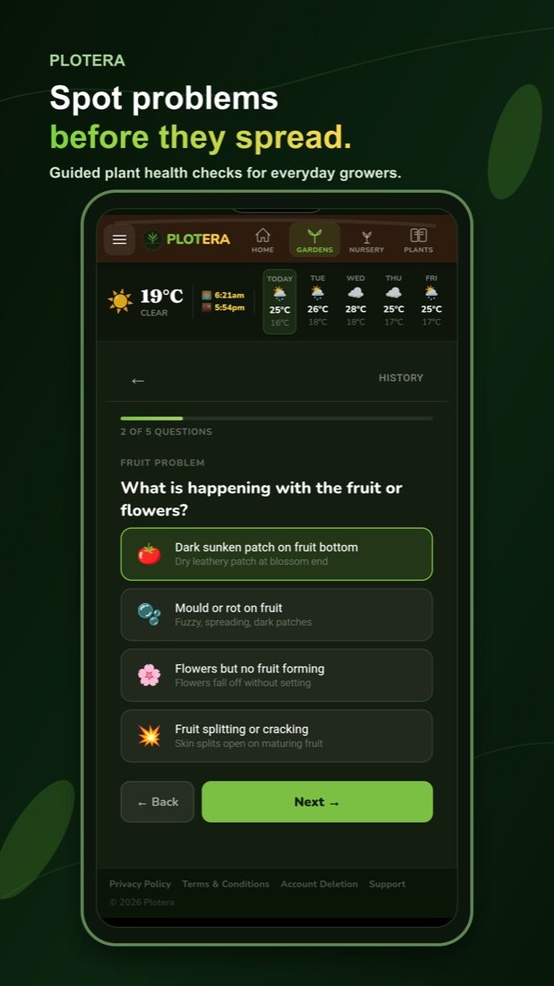 Plotera Plant Health Wizard in the app