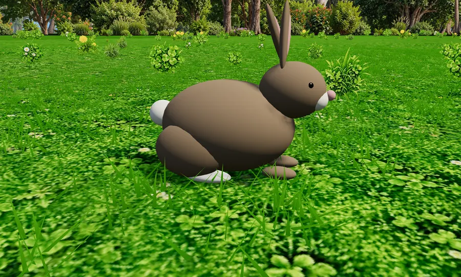 A brown rabbit on the lawn