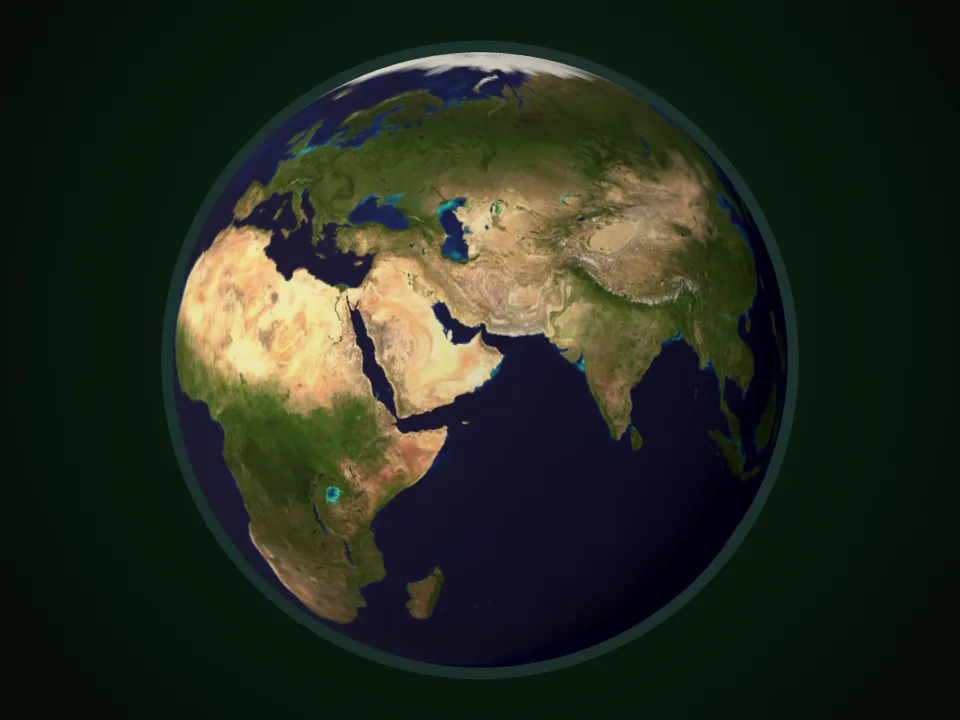 The Earth seen from space, showing Europe, Africa and Asia